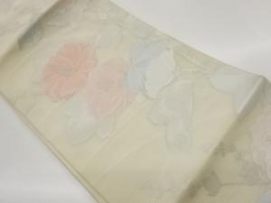 紗 花葉模様織出し名古屋帯
